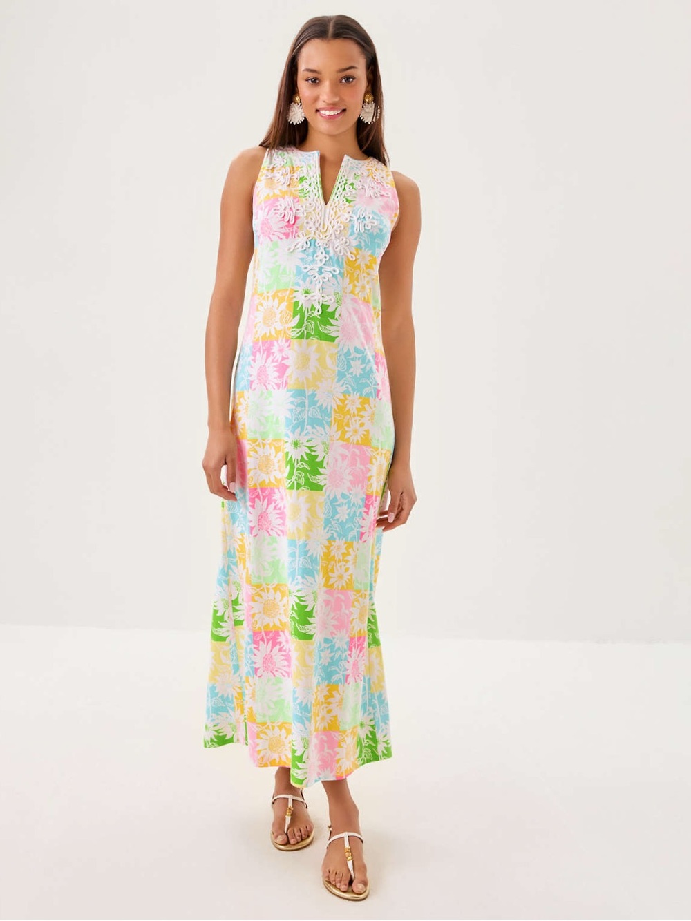 NWT Lilly Pulitzer Raina Maxi Dress - Multi Sunny Sunflower Print Size XL